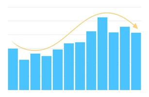 business graph bar blue color and arrow isolatred on a white background, graphic graph chart of business growth, graph chart bar and arrow for profit finance report, image graph chart for infographics vector
