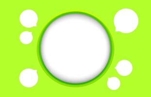 speech bubble circle cute on lemon green background, banner frame with speech bubble circle shape, template circle white and green for copy space, modern circle frame for message text advertising vector