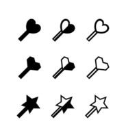 black cursor heart and star shape isolated on white, cursor symbol for pointer sign, simple cursor arrow heart and star icon for element design vector