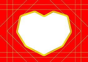 golden heart frame shape on red background, white frame shaped heart on golden line for greeting card paper, luxury heart shape golden decoration valentines graphic, cute heart for copy space text vector