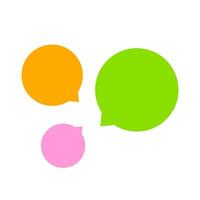 circle speech bubble for message talk and copy space text, colorful speech bubble isolated on white, label speech bubble green orange and pink vector