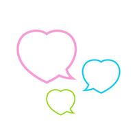 speech bubble line heart shape isolated on white, dialog heart for graphic chat talk sign, speech bubble for copy space, conversation comic heart symbol, heart shape line balloon dialog speech vector