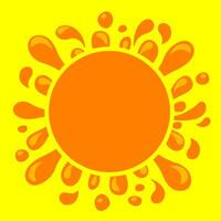 orange juice water splash drop and circle for copy space, water blob orange flat on yellow, pineapple juice splash flow, juice drop splatter simple for package design, blob splash for banner vector