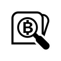 magnifying glass with currency money search icon isolated on white, find button THB coin flat simple with magnifying glass, research icon and wallet symbol, thai token money baht in search symbol vector