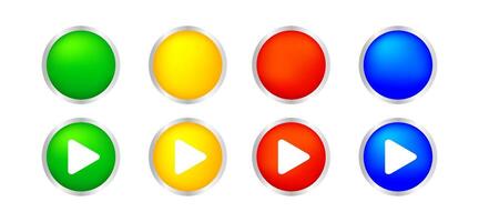 button circle 3d shape for buttons game play isolated on white, colorful modern buttons simple and convex, sphere button flat style icon sign for application play, buttons play for website and app vector