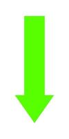 green arrow down glowing color for icon isolated on white, arrow green pointer down symbol for direction, flat simple arrow pointing for navigation, arrow cursor for digital upload icon vector