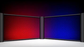 boxing ring area, boxing ring in net fence, mma boxing floor for fight, boxing stage gym empty for copy space text, octagon cage area for background vector