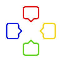 square speech bubble for icon isolated on white, red blue yellow and green square speech bubble simple shape, speech bubble symbol for icon flat element design concept vector