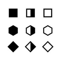 simple geometry shape with square and diamond trapezoid shape isolated on white, simple bullet sign, black simple flat shape for decoration, icon black geometry vector