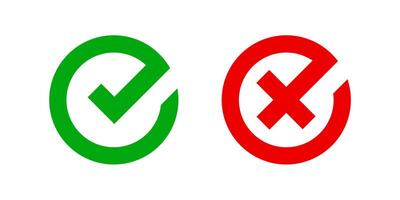 checkmark and x or confirm and deny circle icon button flat for apps and websites symbol, icon checkmark choice, checkbox button for choose, circle answer box for checklist vector