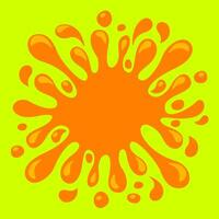 orange juice water splash drop, water blob orange flat isolated on green, pineapple juice splash flow, orange juice drop splatter simple for package design, water orange drop symbol vector