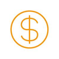 dollar money symbol for icon, simple usa dollar currency linear, orange dollar coin symbol with line thin style, circle dollar line for icon ux ui website or mobile application vector