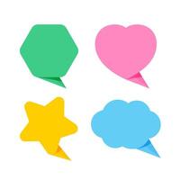 cute speech bubble paper isolated on white, paper star shape, heart shaped, hexagon and cloud speech bubble white color for copy space, collection speech bubble for element graphic design vector