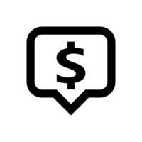 dollar currency symbol in a speech bubble square shape for icon, black dollar money for app symbol isolated on white, currency digital dollar icon for financial concept vector
