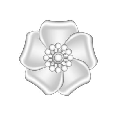 single flowers silver ornate isolated on a white, luxury flower petal silver simple, silver flowers object metal sculpture, illustration of deluxe silver flower, clip art flowers luxurious
