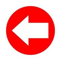 circle red with white arrow pointing left for icon isolated on white, circle with arrow for button interface app, arrow sign of next or download upload concept, arrow flat simple symbol for direction vector