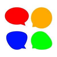 speech bubble for message talk and copy space text, colorful speech bubble isolated on white, label speech bubble red yellow blue and green, template dialog speech sign vector