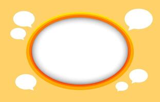 modern ellipse frame on orange and speech bubble white for banner background, banner frame circle shape for message, orange ellipse and white frame for copy space, modern orange frame for text vector
