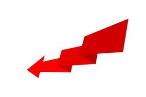 arrow red pointing down icon isolated on white background, graphic red arrow flat symbol, red arrow pointing down for clip art vector