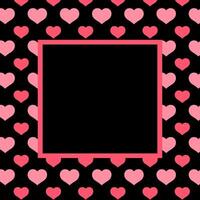 banner pink black heart pattern, square frame background, black pink frame with heart shape pattern, for valentine's day banner and card, heart shape black pink pattern for a copy space vector
