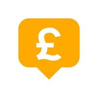 pound currency symbol in speech bubble square shape for icon, orange pound money for app symbol isolated on white, currency digital pound icon for financial concept vector
