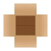 open crate boxes top view, cardboard box brown, flat style cardboard parcel boxes empty, packaging cargo open, isometric boxes brown, packaging box open brown, carton box isolated on white background vector