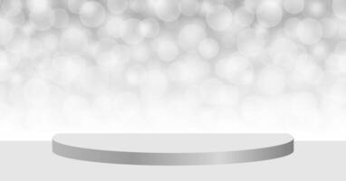 pedestal stage on bokeh white grey for background, stage podium 3d gray for cosmetics product display show, pedestal stand deluxe for backdrop, stage pedestal for award and success concept show vector