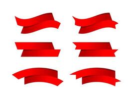 ribbon bow red stripe shape isolated on white, ribbon tag set for element graphic design, ribbon line red for label copy space text, border tape curl ribbon blue shaped, label tape red vector