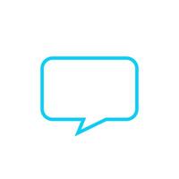 blue speech bubble square isolated on white, modern speech balloon art line sign of communication symbol, light blue speech bubble for talk text, balloon message icon, dialog chatting graphic for icon vector