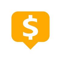 dollar currency symbol in speech bubble square shape for icon, orange dollar money for app symbol, currency digital dollar icon for financial concept vector
