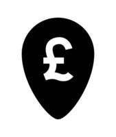 pound currency symbol in pin point for icon isolated on white, pound money for app symbol, simple flat pound money, currency digital pound coin for financial concepts vector