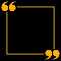banner frame with quotation mark comma sign for background, copy space, quote square bubble icon, quote frame template orange on black color vector