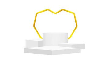 modern pedestal stage and luxurious gold heart shaped frame backdrop, stage podium 3d for cosmetics product luxury display show vector