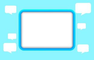 modern rectangle frame on light blue and speech bubble white for banner background, banner frame rectangle shape for message, blue square with white frame for copy space, modern blue frame for text vector