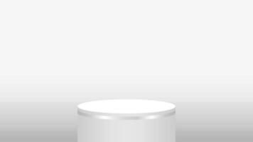 pedestal cylinder circle one step for cosmetics showcase, podium circle stage white grey and silver color, platform 1 step for advertising and copy space, podium round for product display vector