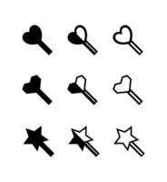 black cursor heart and star shape isolated on white, cursor symbol for pointer sign, simple cursor arrow heart and star icon vector