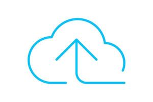 cloud and arrow symbol for icon with line thin, simple line arrow up blue cloud, icons add data to cloud for ui ux website or mobile application, cloud of upload download, element of storage network vector