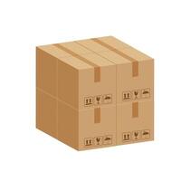 pile crate boxes 3d cube, stack of cardboard box in factory warehouse storage, cardboard parcel boxes stack of warehouse factory, packaging cargo, boxes brown isolated on white background vector