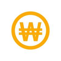 coins won icon orange in simple style isolated on white, monetary won currency symbol, korean won coin in flat style for digital app and website, simple won symbol in a circle orange vector