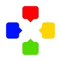 colorful square speech bubble for icon isolated on white, red blue yellow and green square speech bubble simple shape, speech bubble symbol for icon flat element design concept vector