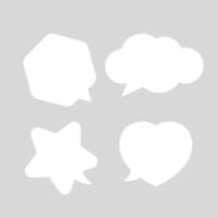 cute speech bubble white isolated on grey, chatting symbol, star, heart shape, hexagon and cloud speech bubble vector