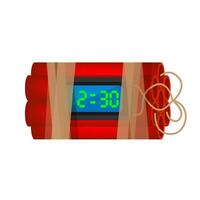 blast terrorist bomb isolated on white, explode a bomb dynamite with clock dial, red bomb drop and explosive is going to explode and blow up after countdown, time bomb about to blast vector