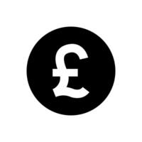pound currency coin black for icon isolated on white, pound money for app symbol, simple flat pound money, currency digital pound coin for financial concepts vector