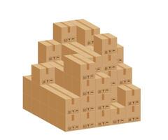 pile crate boxes 3d cube, cardboard box for factory warehouse storage, cardboard parcel boxes stack of warehouse factory, packaging cargo, boxes brown isolated on a white vector