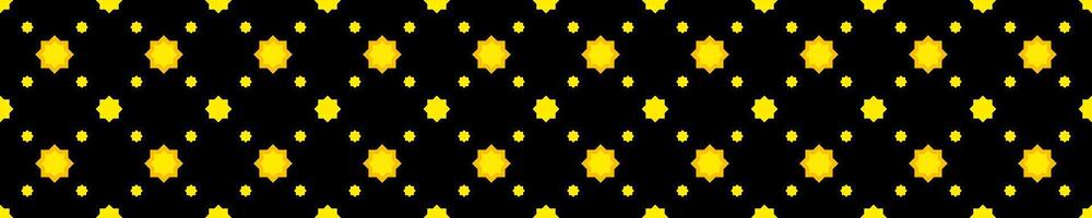 star seamless pattern cute on black long strip background, star shape geometric and repeat pattern vector