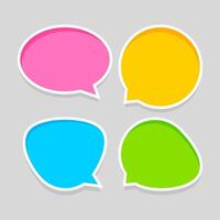 speech bubble for message talk and copy space text, colorful speech bubble isolated on grey, label speech bubble red yellow blue and green, template dialog speech sign of communication vector