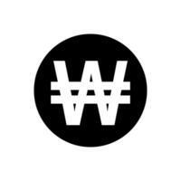coins won icon black in simple style isolated on white, monetary won currency symbol, korean won coin in flat style for digital app and website, simple won symbol in circle black vector