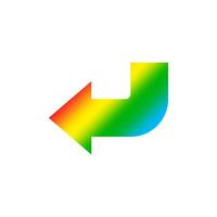 rainbow icon arrow enter log in isolated on white, right rounded arrow with bracket colorful, arrow enter rainbow color sign in of profile user, entrance arrow pointing, access symbol or submit button vector