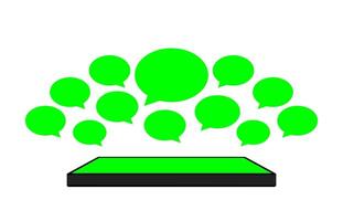 speech bubble green bright on smartphones green screen, smartphone and speech bubble icon of social chat concept, dialog speech sign for copy space, talk conversation message symbol, isolated on white vector