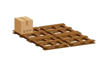 crate boxes 3d on wooden pallet, wood pallet with cardboard box in factory warehouse storage, cardboard parcel boxes stack of warehouse factory, packaging cargo, boxes brown vector